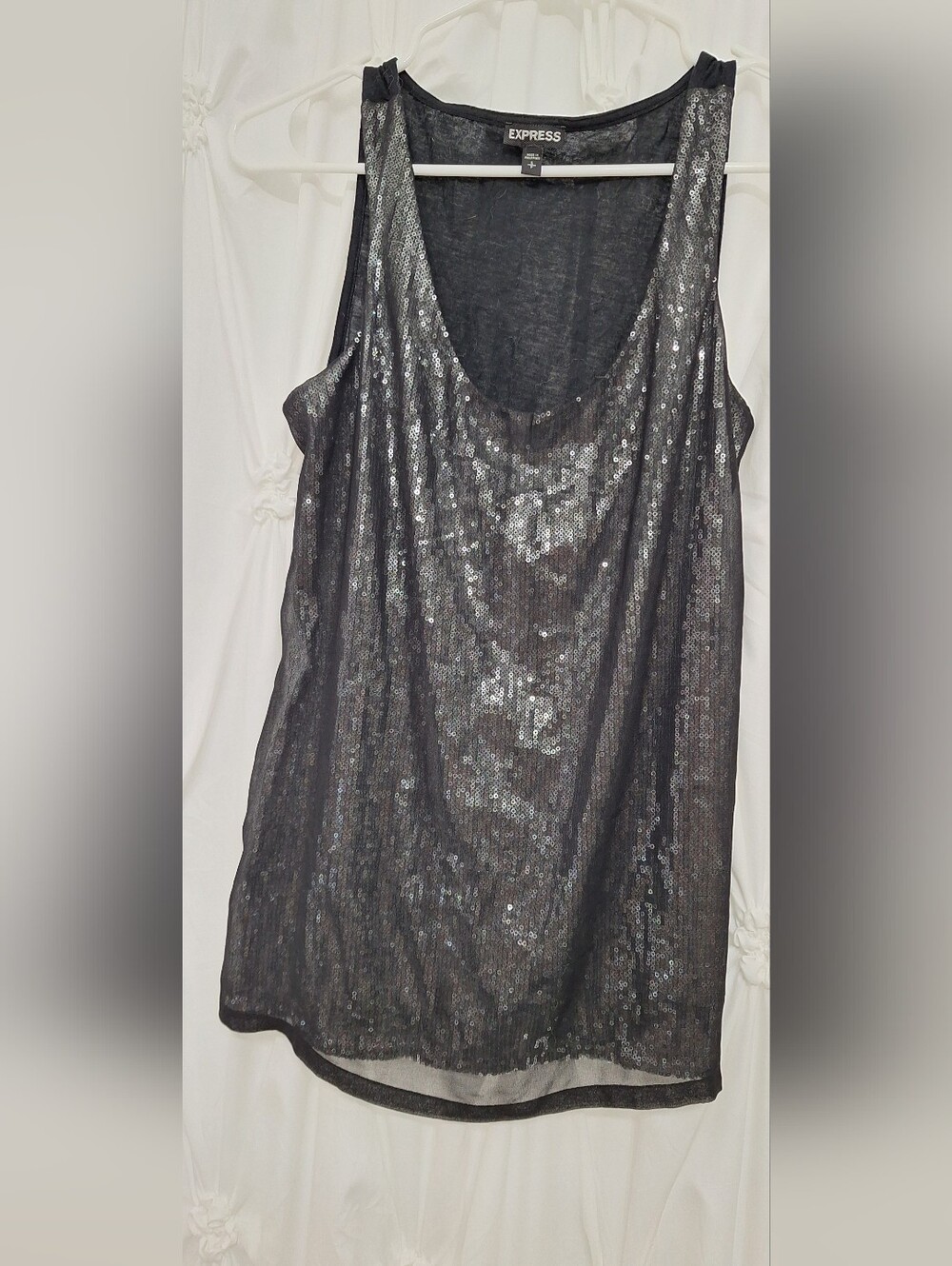 Express Black Sequin Scoop Neck Tank